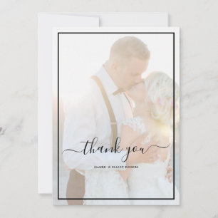 Elegant Faux Vellum Overlay Photo Wedding Thank Yo Dankeskarte