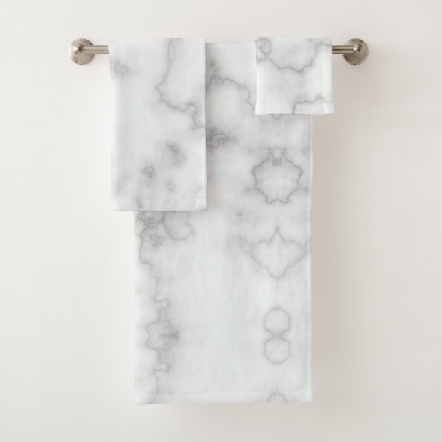 Elegant Faux White Marble Badhandtuch Set (Insitu)