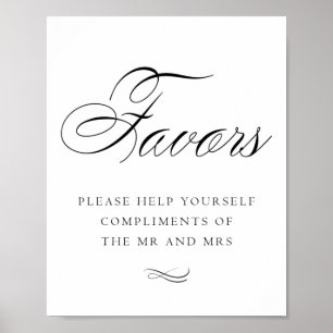 Elegant Favors Black Calligraphy Chic Table Sign Poster