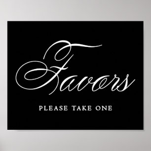 Elegant Favors White Script   Horizontale Tabelle Poster