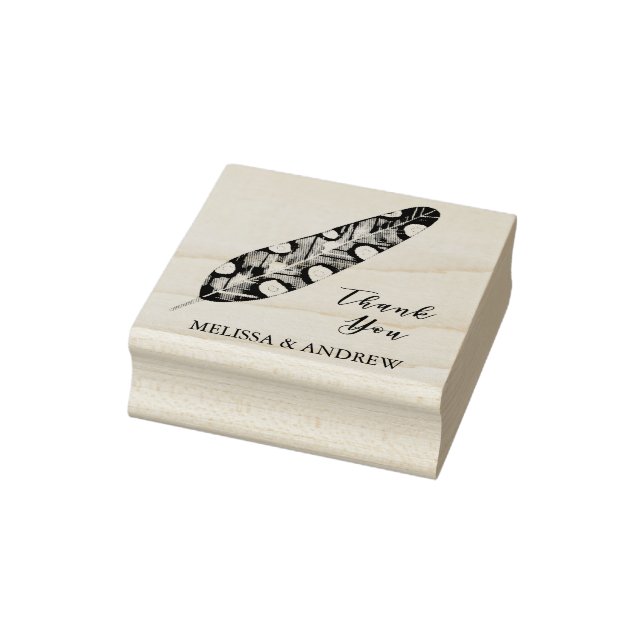 Elegant Feather - Danke - Personalisiert Gummistempel (Stempel)
