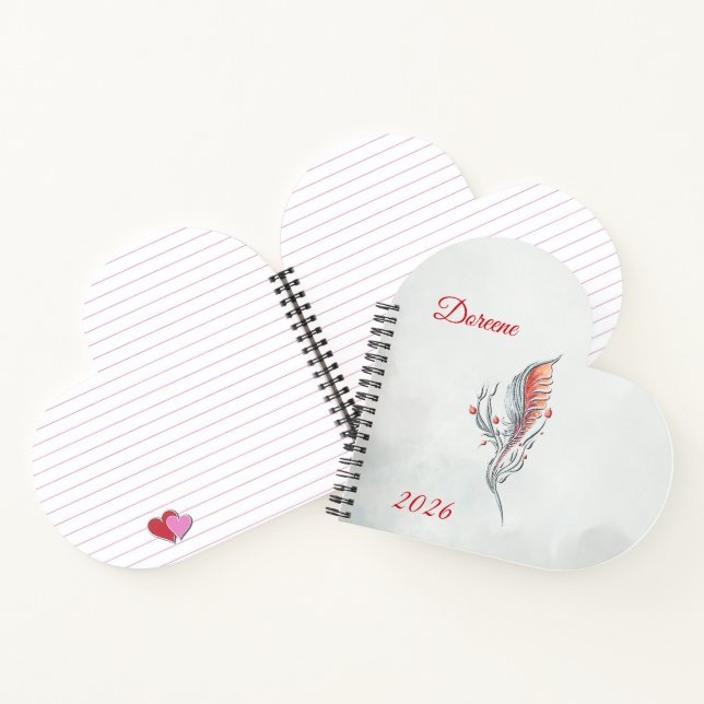 Elegant Feather Floral Watercolour  notebook  Notizbuch (Innenseite)