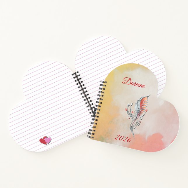 Elegant Feather Floral Watercolour  notebook  Notizbuch (Innenseite)