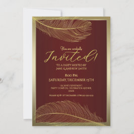 Elegant Feather Invitation Card Luxury Celebration Einladung