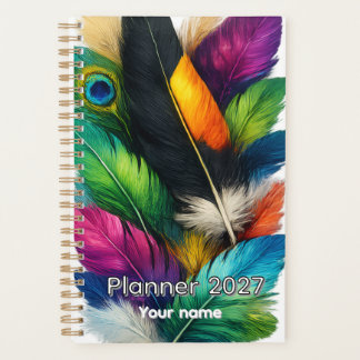 Elegant Feathers Pattern Personalized Planner Jour Planer