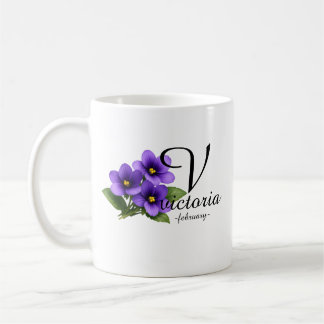 Elegant February Violet Monogram – Victoria Kaffeetasse