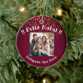 Elegant Feliz Natal e Próspero Ano Portugiesisch Keramik Ornament
