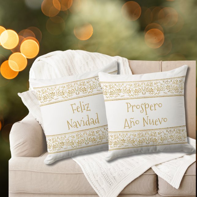 Elegant Feliz Navidad Prospero Año Nuevo Gold Kissen (Von Creator hochgeladen)