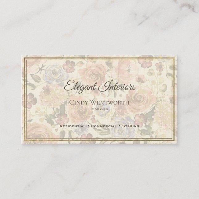 Elegant Feminine Floral Visitenkarte (Vorderseite)