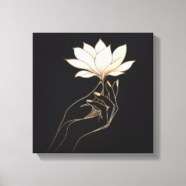 Elegant Feminine Hand Holding Magnolia Flower Leinwanddruck