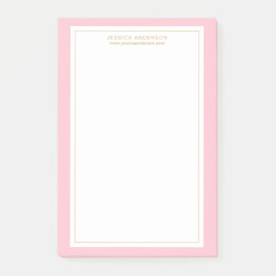 Elegant Feminine Rosa/Weiß/Gold Personalisiert Post-it Klebezettel