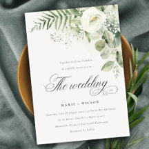 Elegant Fern Greenery White Floral Wedding Einladu
