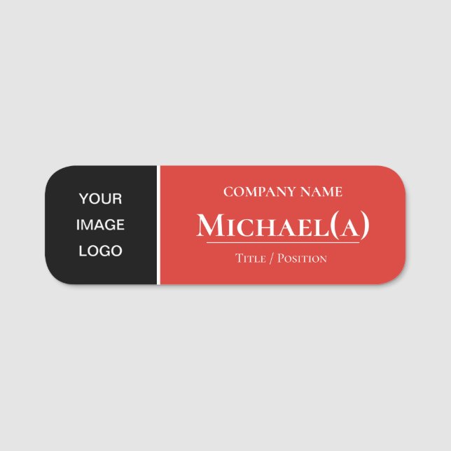 Elegant Ferrari Red and Black: Modern Company LOGO Namensschild (Vorderseite)
