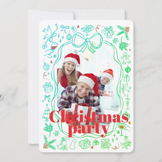 Elegant Festive Christmas Party Invitation Einladung (Vorderseite)