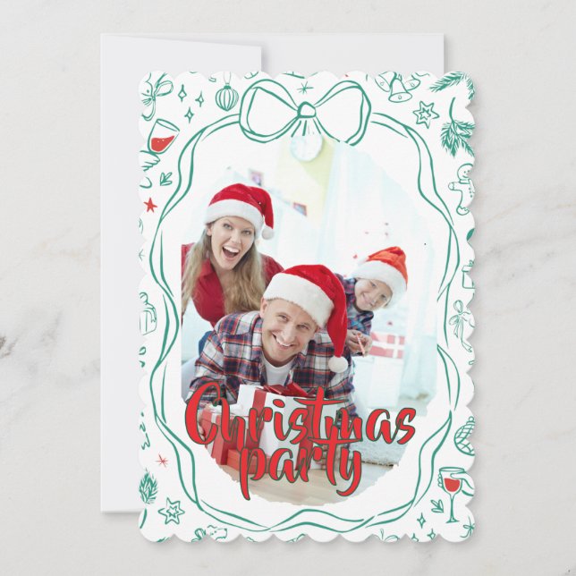 Elegant Festive Christmas Party Invitation Einladung (Vorderseite)
