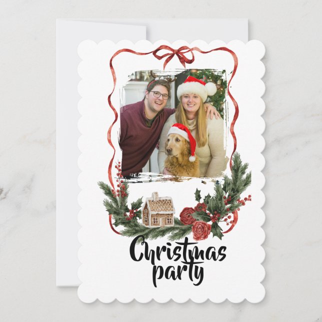 Elegant Festive Christmas Party Invitation Einladung (Vorderseite)