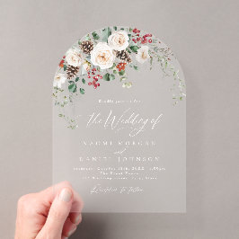 Elegant Festive Floral Holiday Winter Wedding Acryleinladungen