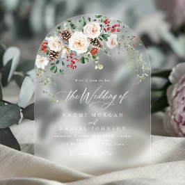 Elegant Festive Floral Holiday Winter Wedding Acryleinladungen