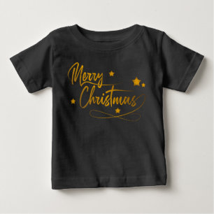 Elegant Festive Gold Calligraphy Frohe Weihnachten Baby T-shirt