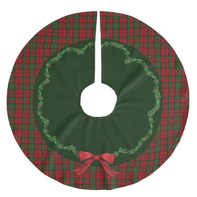 Elegant Festive Scottish Dunbar Kariert Tree Skirt Polyester Weihnachtsbaumdecke (Vorderseite)