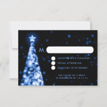 Elegant Festive Xmas Wedding RSVP Blue