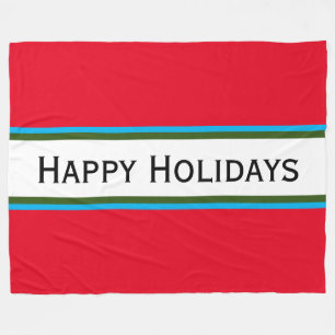 Elegant festlich hellrot "Happy Holidays" Fleecedecke