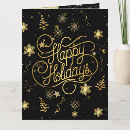 Elegant festlich Schwarz und Gold Frohe Weihnachte Karte