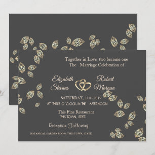 Élégant Feuille chic or Faire-part de mariage