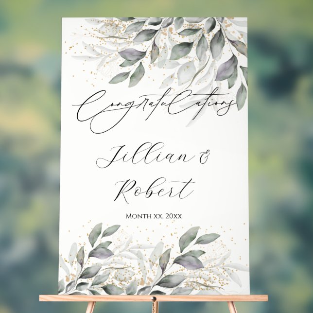 Elégant Feuille d'aquarelle Mariage Félicitations (Neutre)