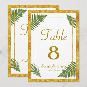 Elégant Feuille  Gold Foil Mariage NUMÉRO DE TABLE