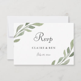 Elégant Feuilles de verdure Mariage RSVP Invitatio