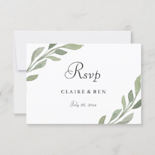 Elégant Feuilles de verdure Mariage RSVP Invitatio