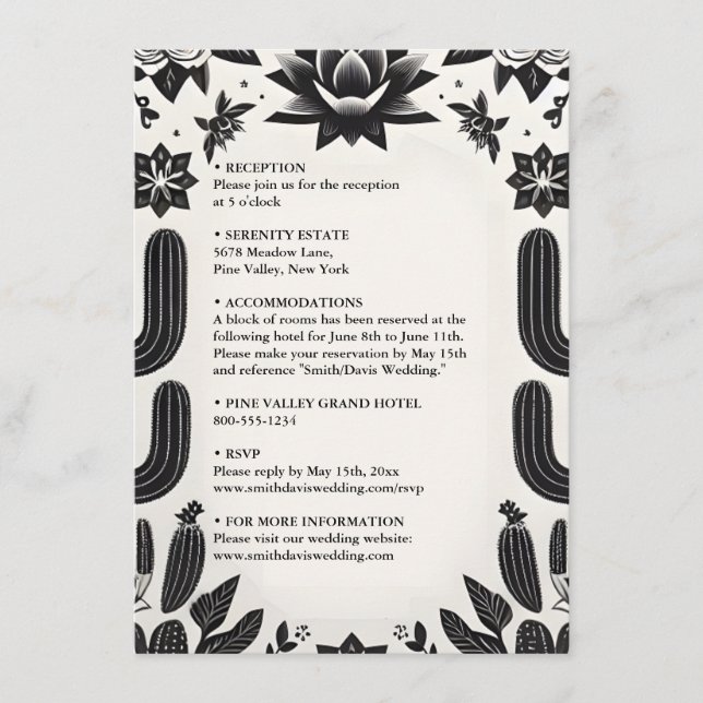 Elegant Fiesta Cactus Floral Mexican Wedding Begleitkarte (Vorderseite)