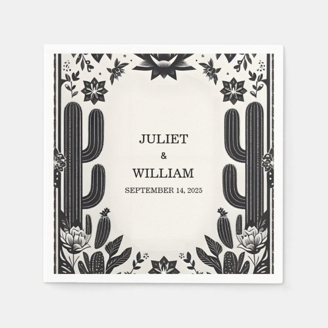 Elegant Fiesta Cactus Floral Mexican Wedding Serviette (Vorderseite)