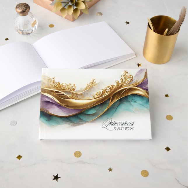 Elegant Fiesta Quinceanera ID1029 Gästebuch (Vorderseite Offen)