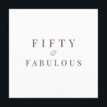 Elegant Fifty & Fabulous 50. Geburtstag Einladung<br><div class="desc">Elegant 50 & fabelhaft 50. Geburtstag Einladung. Schönes luftiges Design mit schokoladenbraunem und karamellfarbenem Text auf Elfenbein,  vorne und hinten. Personalisieren Sie Ihre Feierlichkeiten Details und uAwg. Sehen Sie sich passende Produkte und mehr in unserem Zazzle-Shop,  Artly & Co.</div>