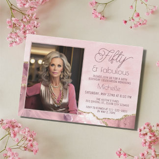 Elegant Fifty & Fabulous 50. Geburtstag Einladung