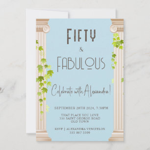 Elegant Fifty Fabulous Griechisches Thema Blue Bir Einladung