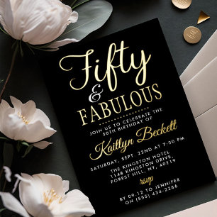 Elegant Fifty und Fabelhaft! 50. Geburtstagsfeier Folieneinladung