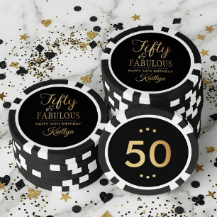 Elegant Fifty und Fabelhaft! 50. Geburtstagsfeier Pokerchips