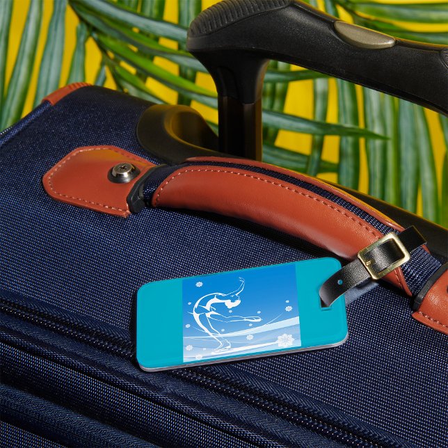 Elegant Figure Skater Silhouette Snowflakes Gepäckanhänger (Von Creator hochgeladen)