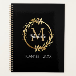 Élégant fil d'or personnalisé Monogramme noir
