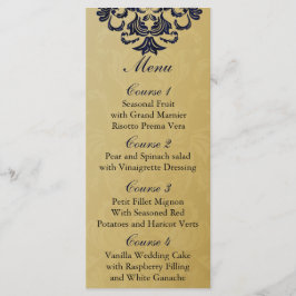 Elegant Filigree Navy Gold Wedding Menükarte