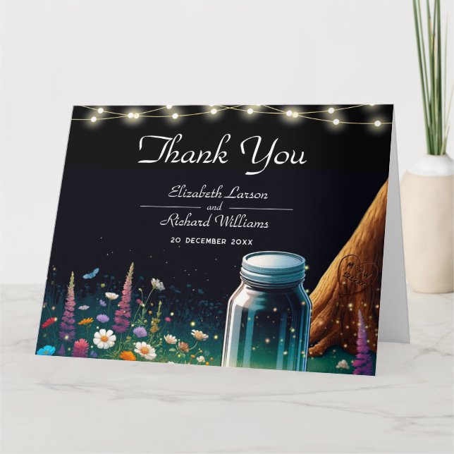 Elegant Firefly Rustic Wedding Einladung (Vorderseite)