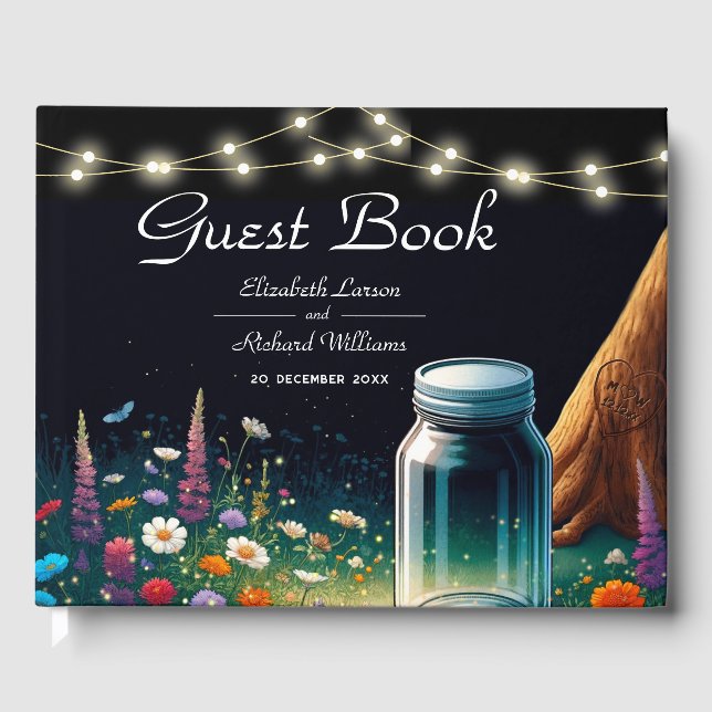 Elegant Firefly Rustic Wedding Einladung Gästebuch (Vorderseite)