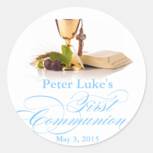 Elegant First Communion Gastgeschenk Labels Tags Runder Aufkleber