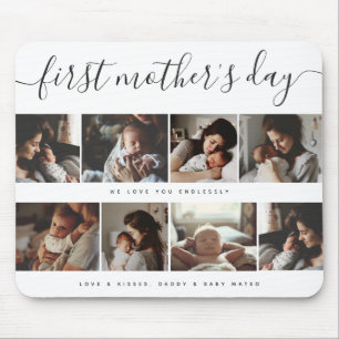 Elegant First Mother's Day Custom Foto Collage Mousepad