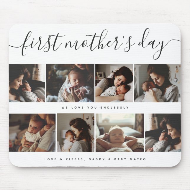 Elegant First Mother's Day Custom Foto Collage Mousepad (Vorne)