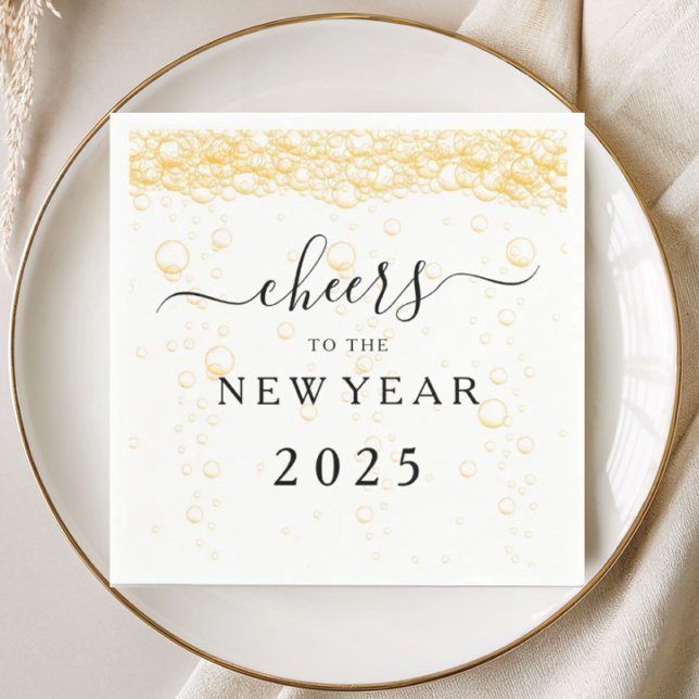 Elegant Fizz Bubbles jubeln Neujahrsfest Serviette (Elegant Fizz Bubbles Cheers New Year's Eve Napkins)