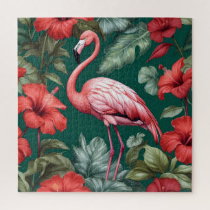 Elegant Flamingo Hibiskus Blume Emerald Green